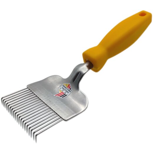 Entdeckelungsgabel Wabenegge -Gelbe plastik mit19 gebogenen Nägeln 90 Grad